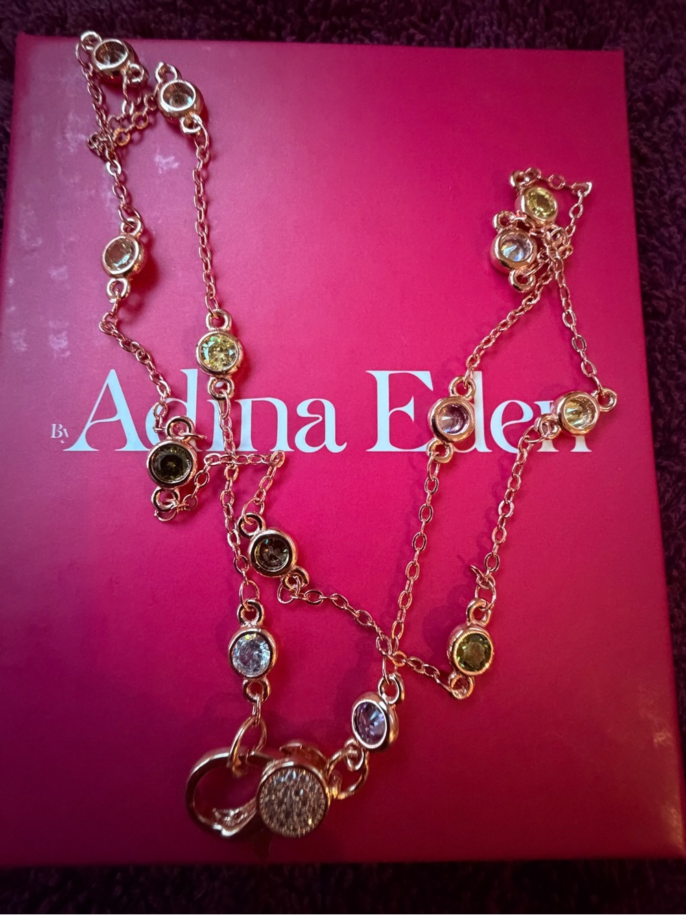 Adina Eden Rose Gold Multi-Stone Crystal Station Necklace